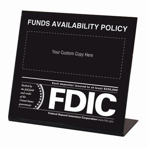 Funds Availability Sign w/ FDIC Logo - CUSTOM